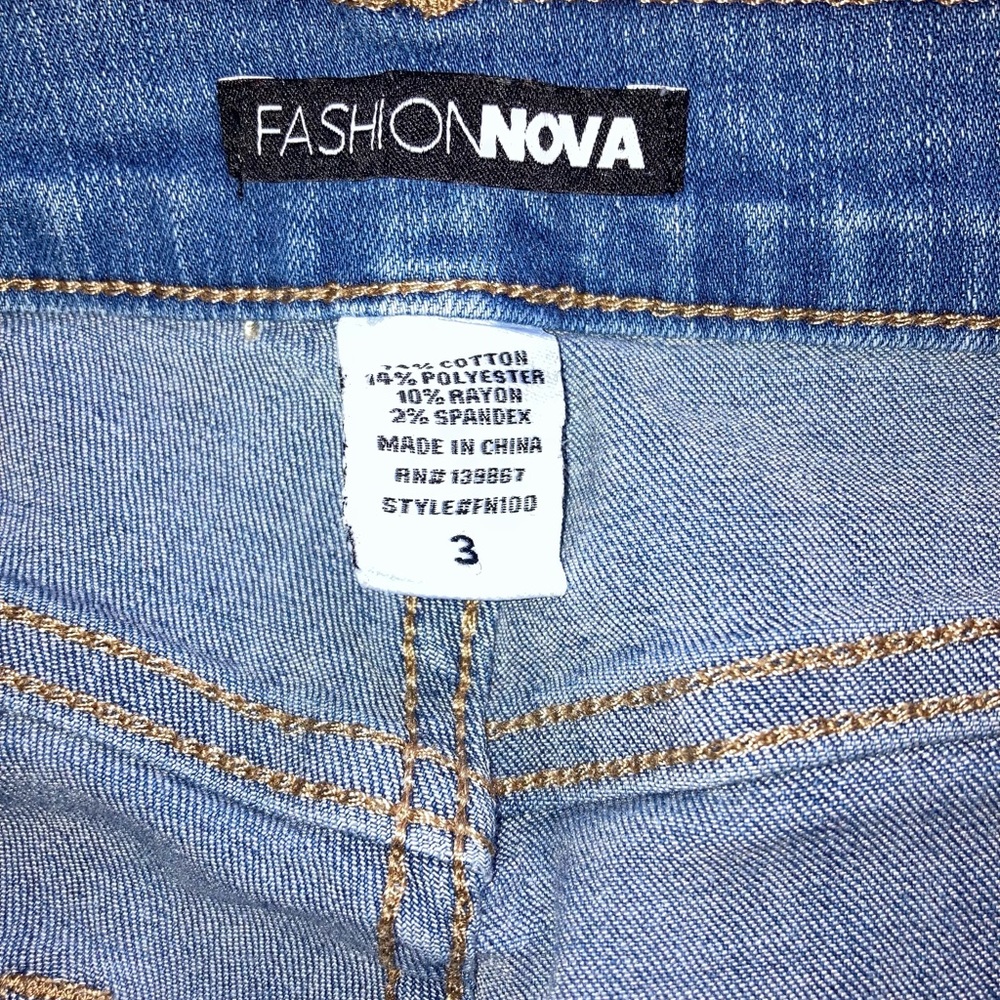 Fashion Nova Denim Skinny Blue Jeans sz 3 - Picture 10 of 10